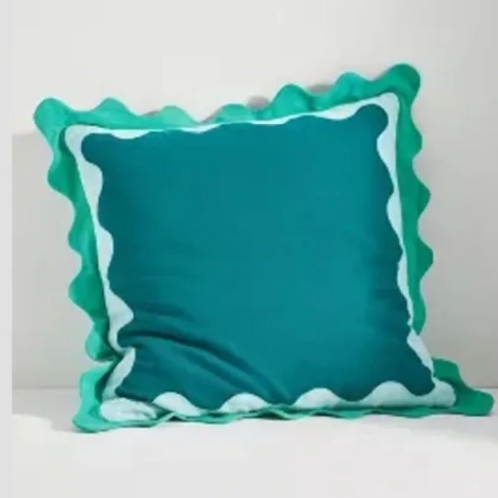 Maeve by Anthropologie Green and Turquoise Scallop Pillow 20x20